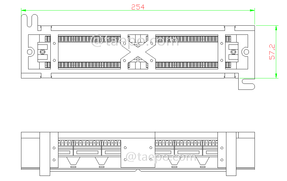 Shematic Diagrams for 10 inch 1U CAT5E RJ45 UTP wall mounted 12 port network patch panel with bracket