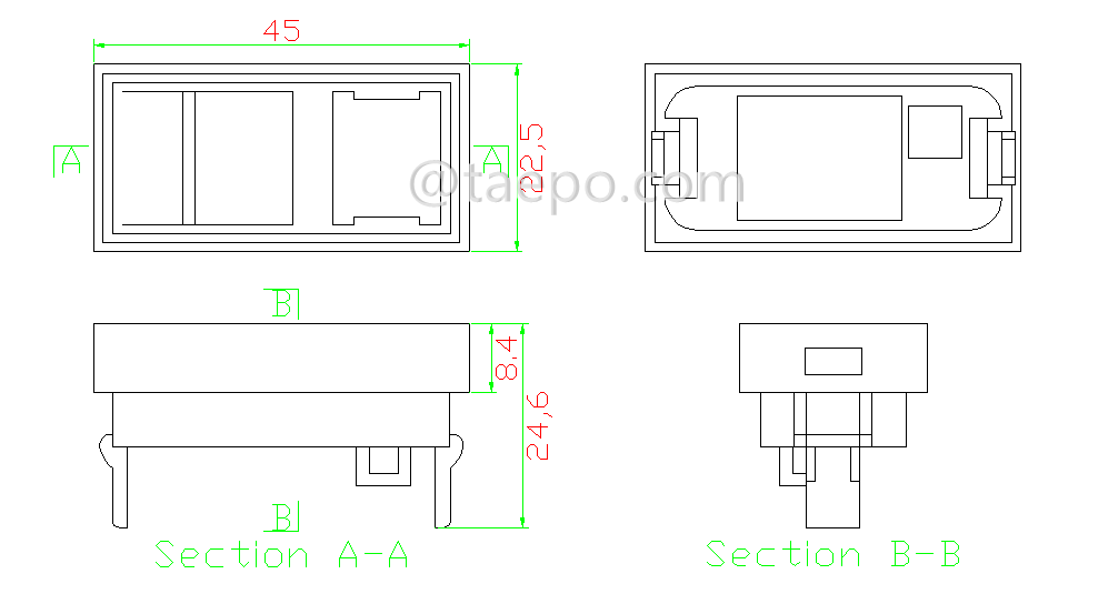 Schematic Diagrams for 1 port French styple network faceplate insert