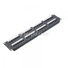 19 inch 2U 48 port CAT6 RJ45 UTP network patch panel with 2 cable management