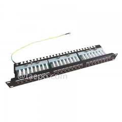 1U 24 port CAT5E RJ45 server rack shielded STP network patch panel