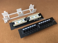 10 inch 1U CAT5E RJ45 UTP wall mounted 12 port network patch panel with bracket