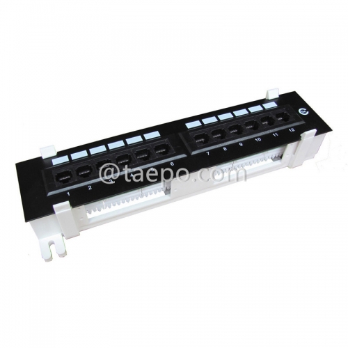 10 inch 1U CAT5E RJ45 UTP wall mounted 12 port network patch panel with bracket