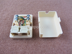 2 port CAT3 6P4C telephone jack wire connection box