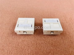 45x45mm 2 port French Style network faceplate insert for Cat5e Cat6 Keystona jack