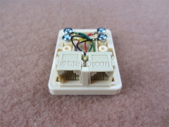 2 port CAT3 6P4C telephone jack wire connection box