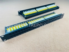 19 inch server rack 1U 48 port CAT5E RJ45 network patch panel with cable bracket