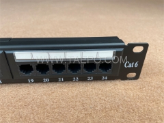 19 inch 1U rack mount 24 port CAT6 UTP patch panel with cable management