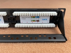 19 inch 1U rack mount 24 port CAT6 UTP patch panel with cable management