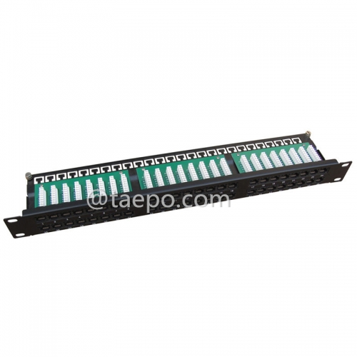 19 inch server rack 1U 48 port CAT5E RJ45 network patch panel with cable bracket