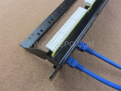 19 inch 1U rack mount 24 port CAT6 UTP patch panel with cable management