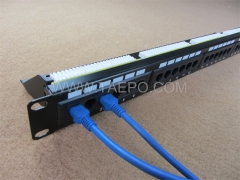 19 inch 1U rack mount 24 port CAT6 UTP patch panel with cable management