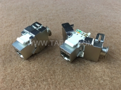 180 degree CAT6A 8P8C RJ45 STP shielded Keystone modular jack