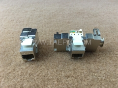 180 degree CAT6A 8P8C RJ45 STP shielded Keystone modular jack