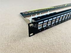 19 inch 1U 24 port CAT5E RJ45 STP shielded patch panel with cable manager