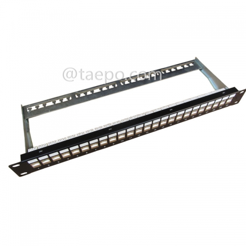 19 inch 1U 24 port CAT5E RJ45 STP shielded patch panel with cable manager
