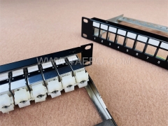 19 inch 1U 24 port CAT 6 STP network patch panel with cable manager and Keystone Jack