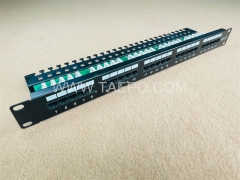 19 inch 1U 25 port CAT3 UTP RJ45 telephone patch panel with cable management