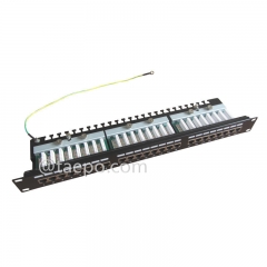 19 inch 1U 24 port CAT6 RJ45 shielded network patch panel with bracket