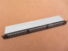 19 inch 1U 24 port CAT6 RJ45 shielded network patch panel with bracket