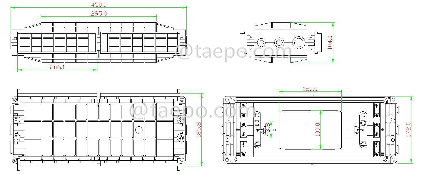 Schematic Diagrams for horizontal type Fiber optic FOSC splice closure