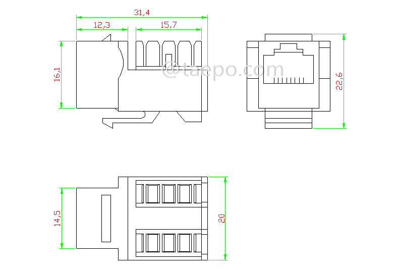 Schematic Diagrams for CAT5E RJ45 Keystone jack