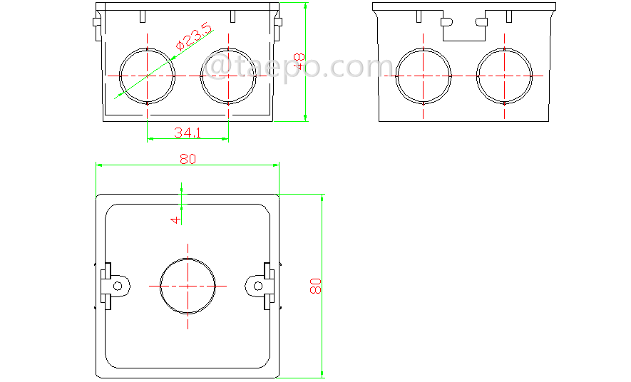 Schenatic Diagrams for Wall flush type Back box