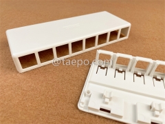 8-port surface box, CAT5E, RJ45, 8P8C, UTP, 190x74x28mm, AP style, without keystone jack