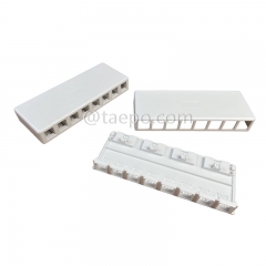 8-port surface box, CAT5E, RJ45, 8P8C, UTP, 190x74x28mm, AP style, without keystone jack