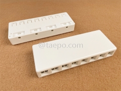 8-port surface box, CAT5E, RJ45, 8P8C, UTP, 190x74x28mm, AP style, without keystone jack