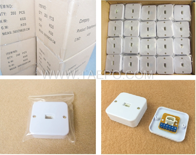 Packing pictures for 1-port RJ11 telephone socket, UK, CAT3, 6P6C