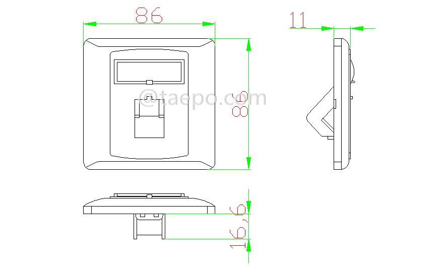 Schematic Diagrams for German style 1 port network faceplate