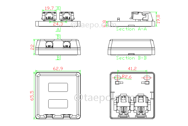 Schematic Diagrams for dry telephone socket