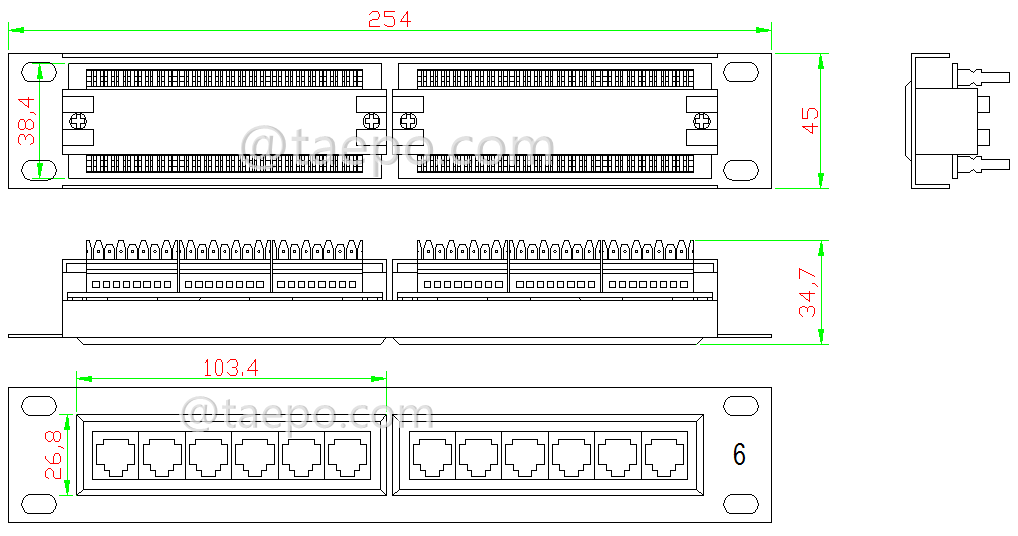 Schematic Diagrams for 12 port Cat6 patch panel