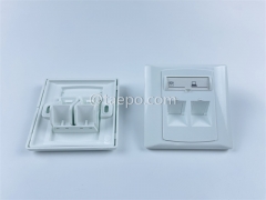 86x86mm German style 2 port RJ45 network face plates for outlets