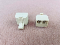 Rj11 male to Dual RJ11 female 6P4C wall jack telephone line splitter Duplex adapter