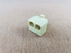 Rj11 male to Dual RJ11 female 6P4C wall jack telephone line splitter Duplex adapter