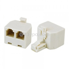 Rj11 male to Dual RJ11 female 6P4C wall jack telephone line splitter Duplex adapter