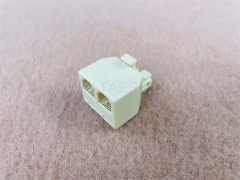 Rj11 male to Dual RJ11 female 6P4C wall jack telephone line splitter Duplex adapter