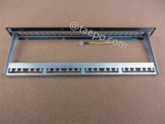 19 inch 1U height 24 port blank patch panel for STP keystone jack with cable manager