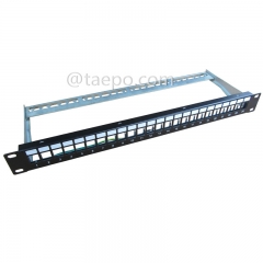 19 inch 1U height 24 port blank patch panel for STP keystone jack with cable manager