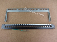 19 inch 1U height 24 port blank patch panel for STP keystone jack with cable manager