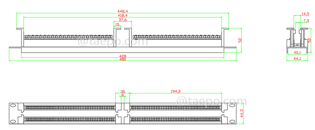 Schematic Diagrams for 100 pairs 110Connect cross connect rack mount panel 