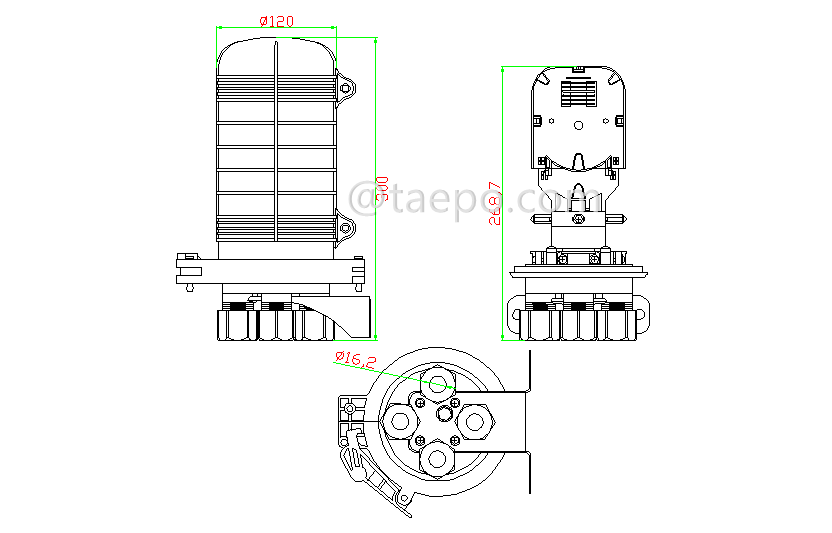 Schematic Diagrams for 48 fibers vertical type FOSC fiber optic splice enclosure