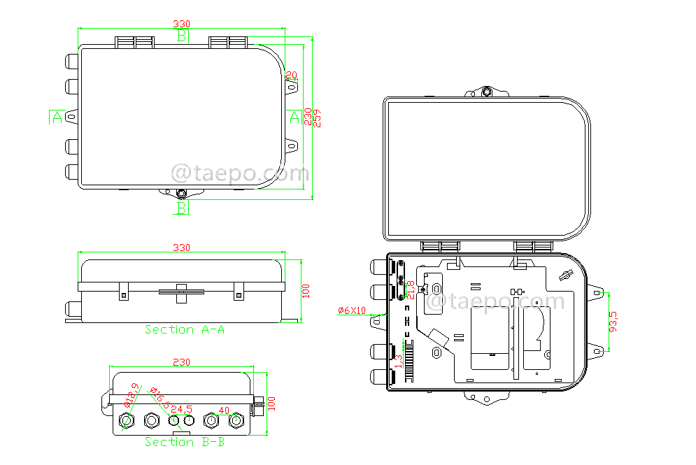 Schematic Diagrams for 24 fibers SC Fiber optic distribution box