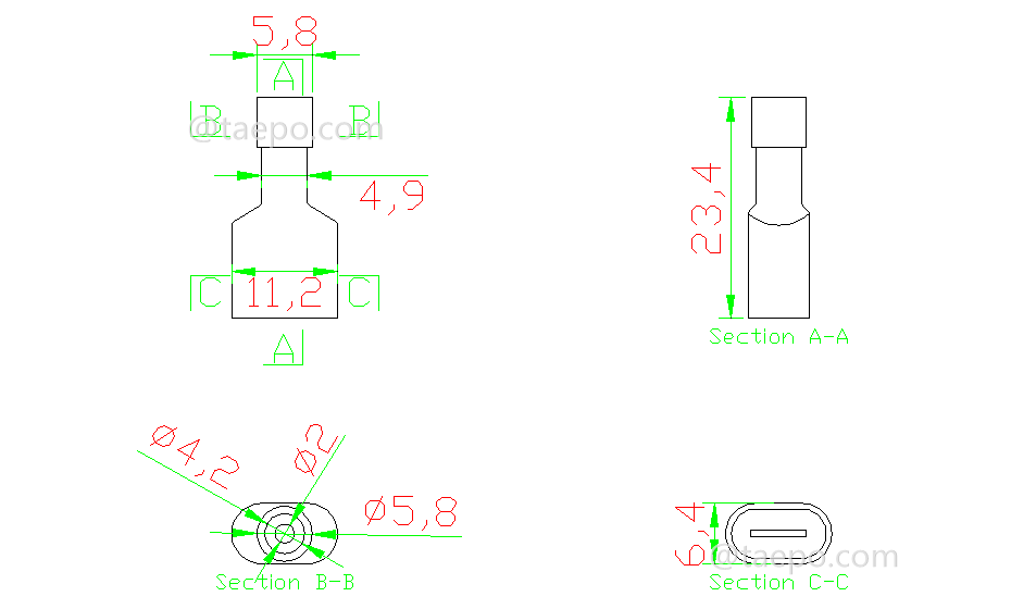 Schematic Diagrams for 1 wire blue 952T nylon terminal 