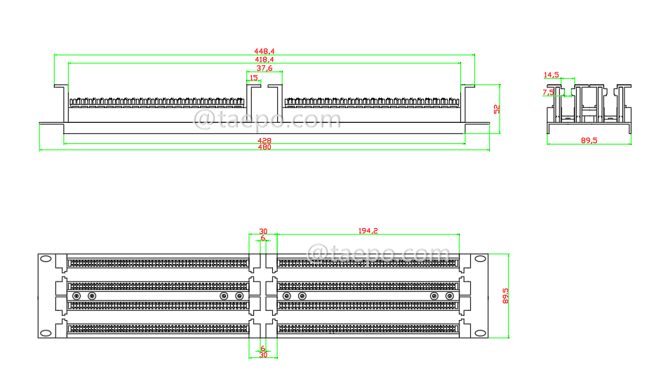 Schematic Diagrams for 110 Cross Connect System 200 pairs 110 Wiring Block 2U rack Patch Panel 