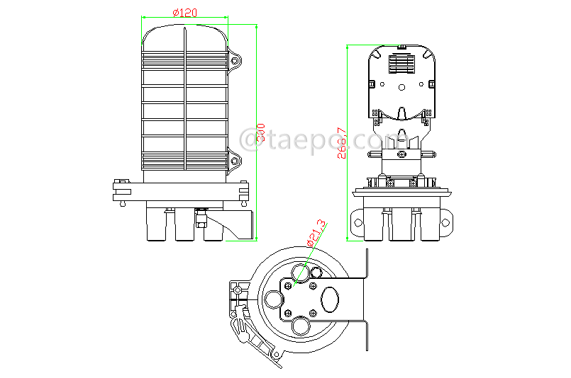 Schematic Diagrams for 48 fibers dome Fiber optic splice closure