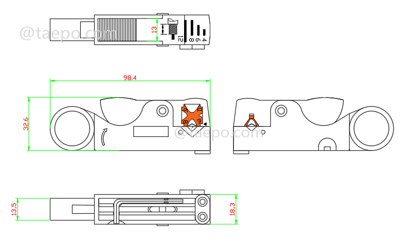 Schematic Diagrams for Small manual 2 blade Coaxial wire cable stripper 