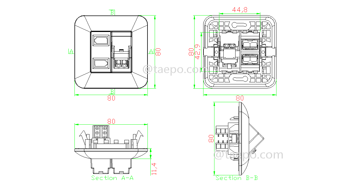 Schematic Diagrams for Fiber optic wall outlet with LC APC adapter 