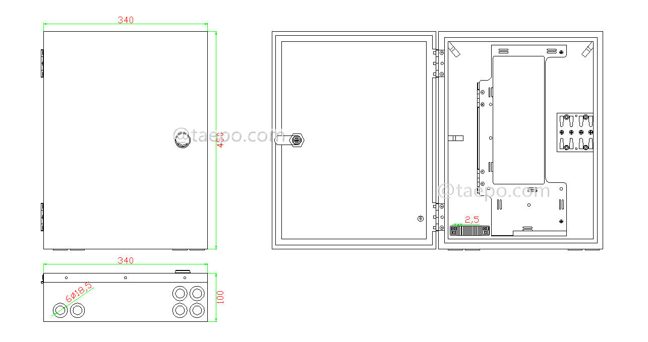 Schematic Diagrams for 32 fibers SC Fiber splitter box FSB 